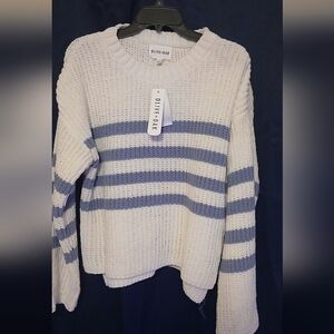 Olive & Oak Women's Sweater - Cream and Blue Stripes
